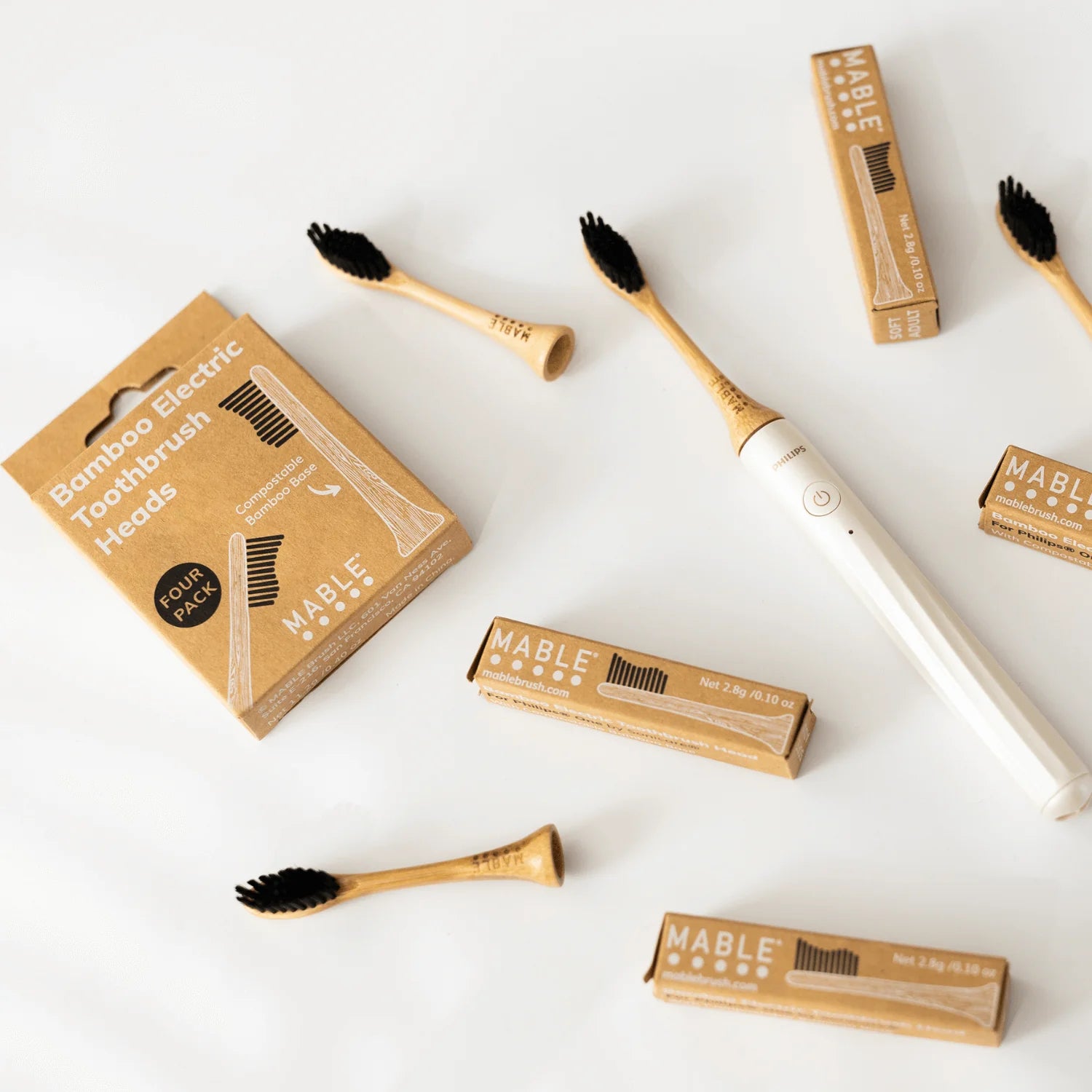 Electric toothbrush head compatible with Phillips One toothbrush, Electric toothbrush head made from bamboo