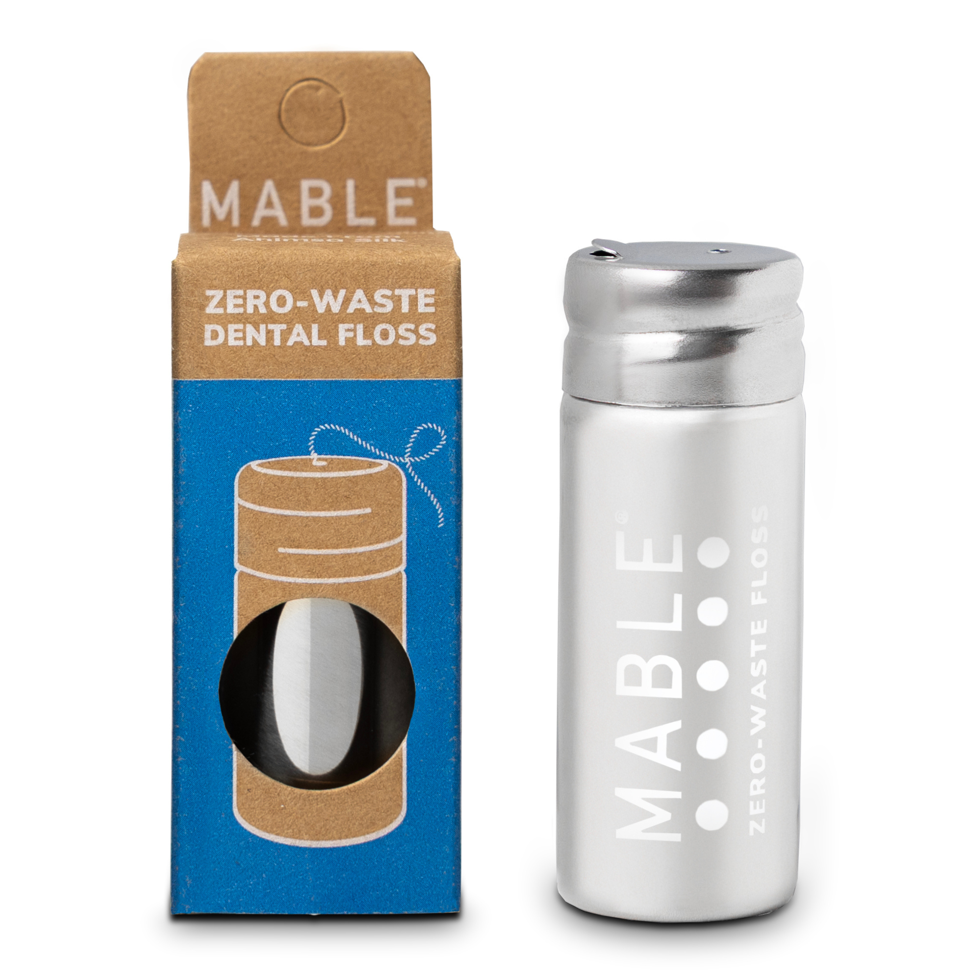 MABLE FLOSS CONTAINER, REFILLABLE FLOSS, DENTAL FLOSS REFILLS, REUSABLE FLOSS, MABLE brush, MABLE dental floss, dental floss refill, zero waste dental floss, floss refills, refillable dental floss, silk floss, silk dental floss