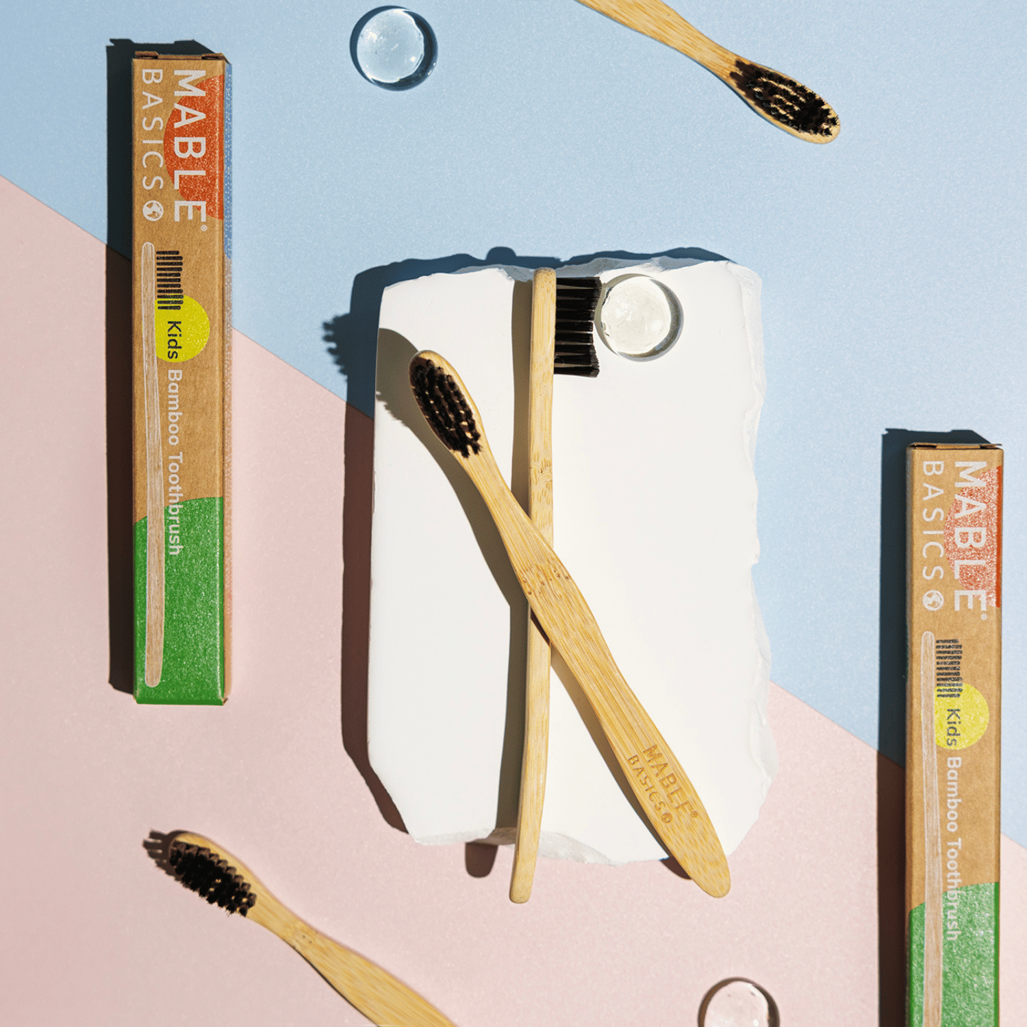 children's bamboo toothbrush by MABLE brush small toothbrush in kids size available in a one pack four pack or value saving eight pack the bamboo handle is 100% compostable and the bristles are derived from plants