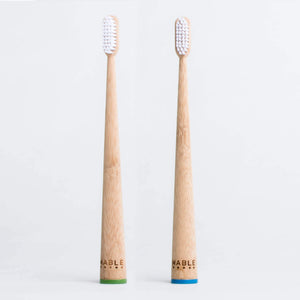 MABLE® signature self-standing toothbushes will free you from plastic and unnecessary brush holders or clutter. Crafted from sustainably harvested bamboo, elegant, ergonomic toothbrushes is the ultimate staple for a sustainable dental care. 