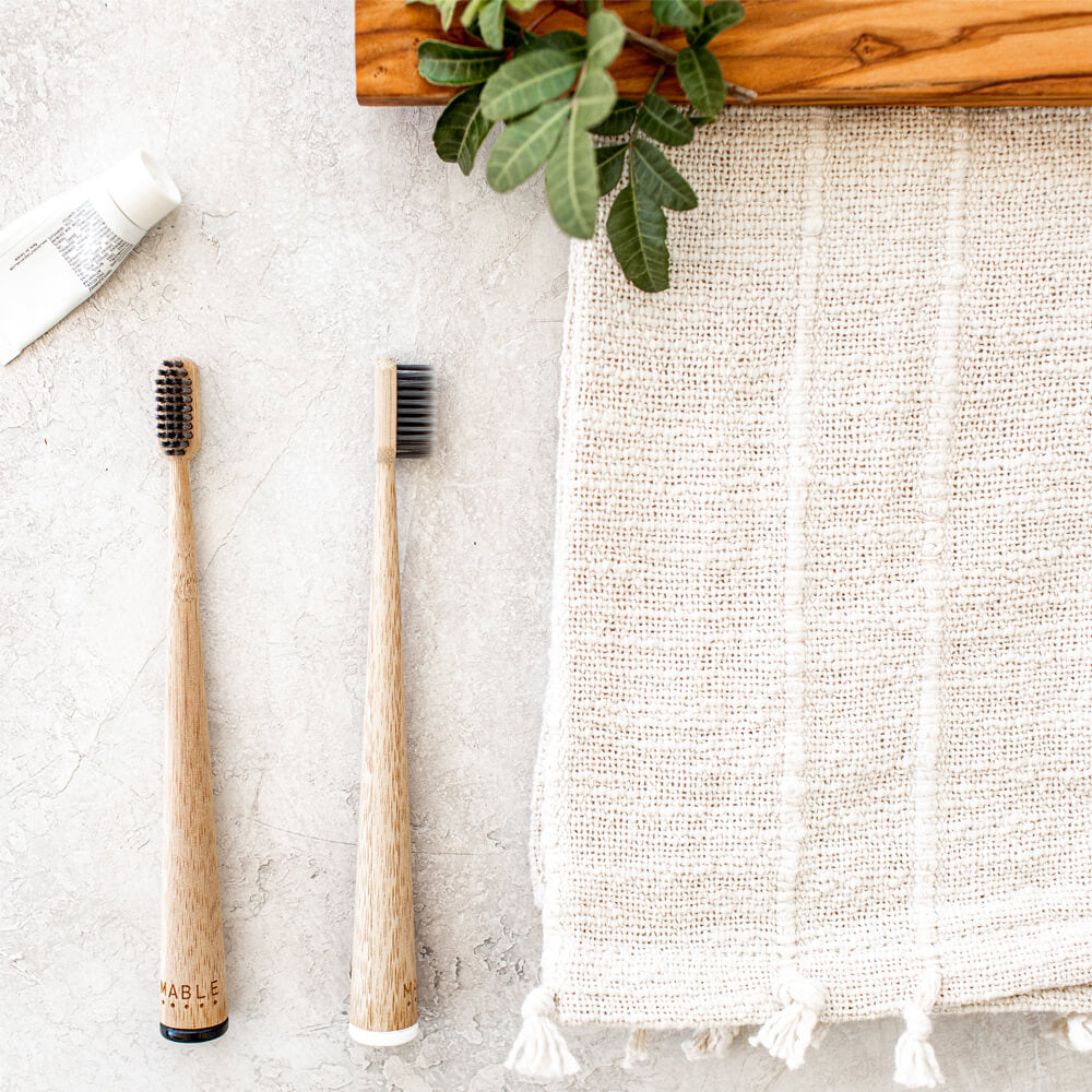 Mable Two pack, Mable bamboo toothbrush, charcoal toothbrush, two pack charcoal toothbrush, two pack toothbrush, two pack bamboo toothbrush, mable two pack bamboo toothbrush, toothbrush packs, bamboo toothbrush packs, black and white toothbrush