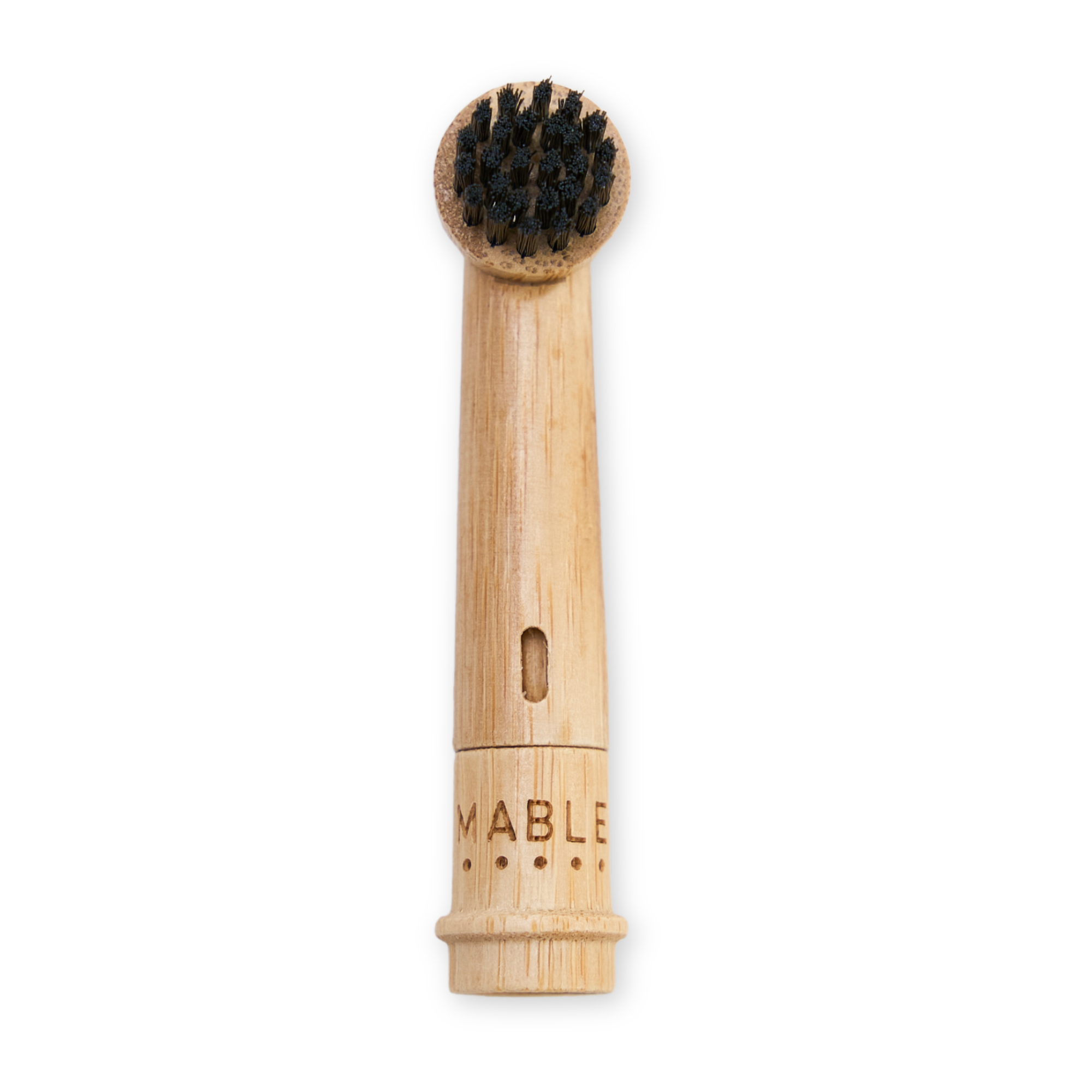 MABLE bamboo toothbrush heads for Oral-B, wooden electric head with compostable base on white background, adult one pack