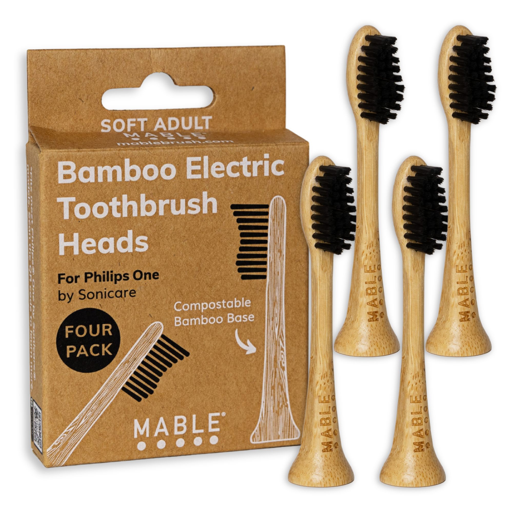 Electric toothbrush head compatible with Phillips One toothbrush, Electric toothbrush head made from bamboo