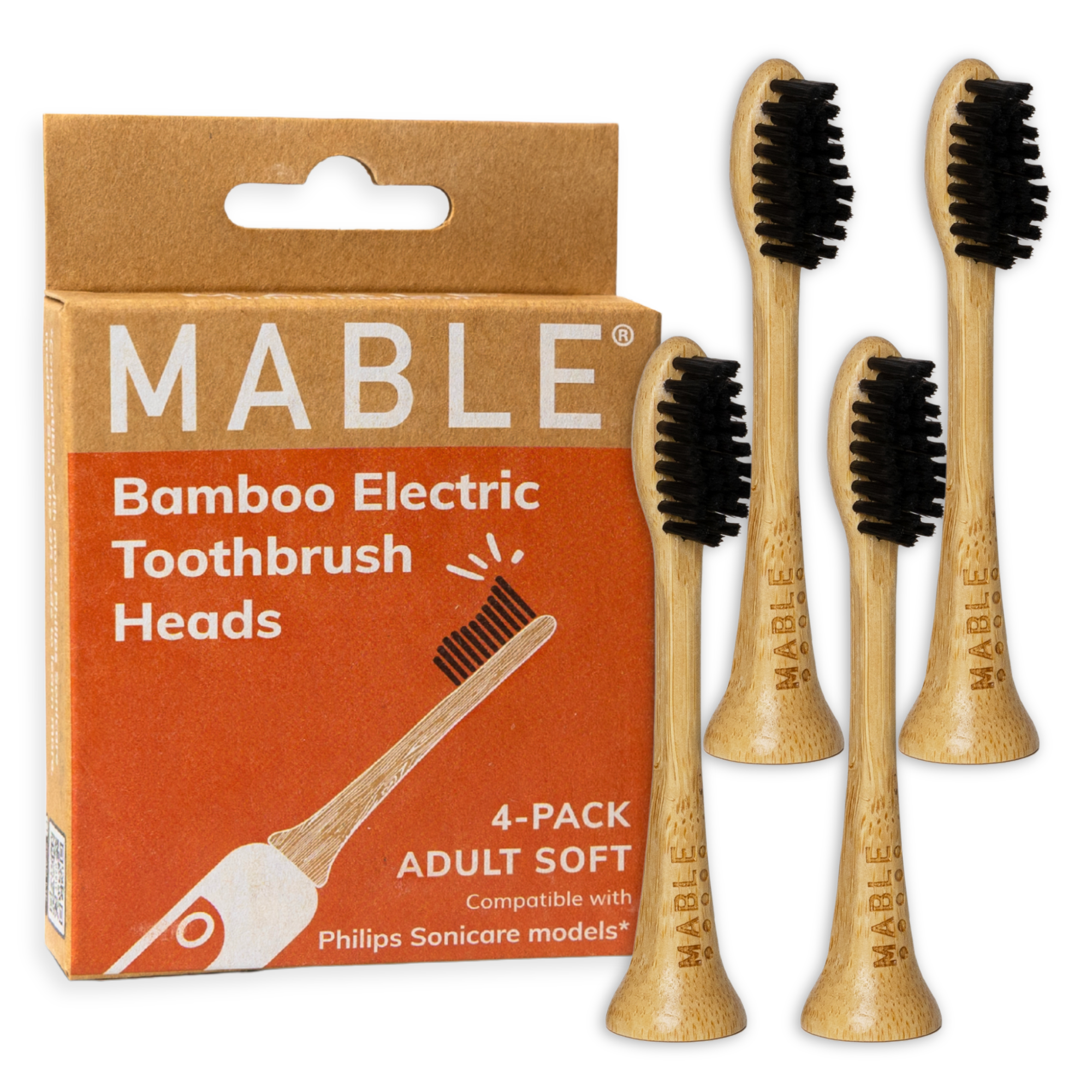 Electric toothbrush head compatible with Philips Sonicare toothbrush, Electric toothbrush head made from bamboo