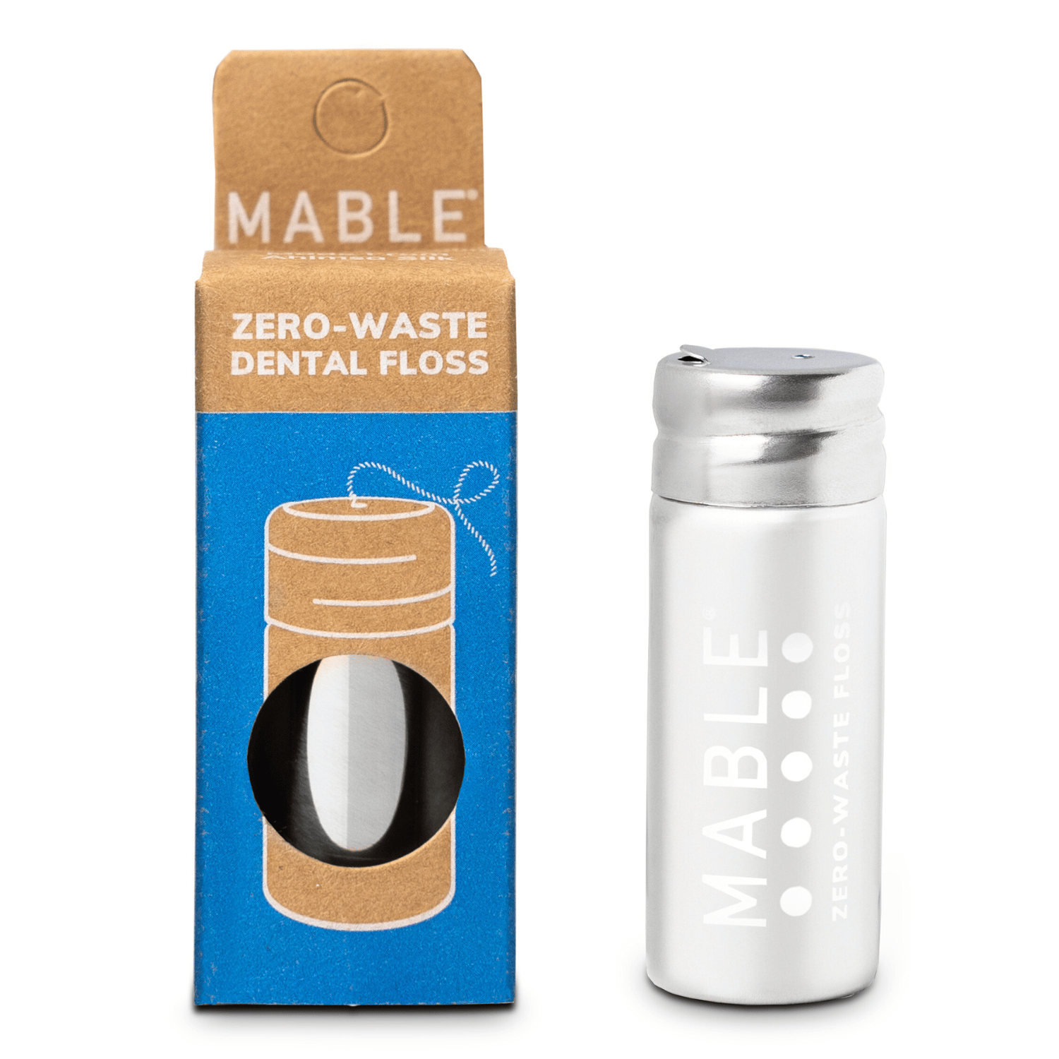 MABLE, FLOSS CONTAINER, REFILLABLE FLOSS, DENTAL FLOSS REFILLS, REUSABLE FLOSS, MABLE brush, MABLE dental floss, dental floss refill, zero waste dental floss, floss refills, refillable dental floss, silk floss, silk dental floss