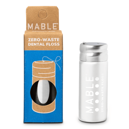 MABLE, FLOSS CONTAINER, REFILLABLE FLOSS, DENTAL FLOSS REFILLS, REUSABLE FLOSS, MABLE brush, MABLE dental floss, dental floss refill, zero waste dental floss, floss refills, refillable dental floss, silk floss, silk dental floss