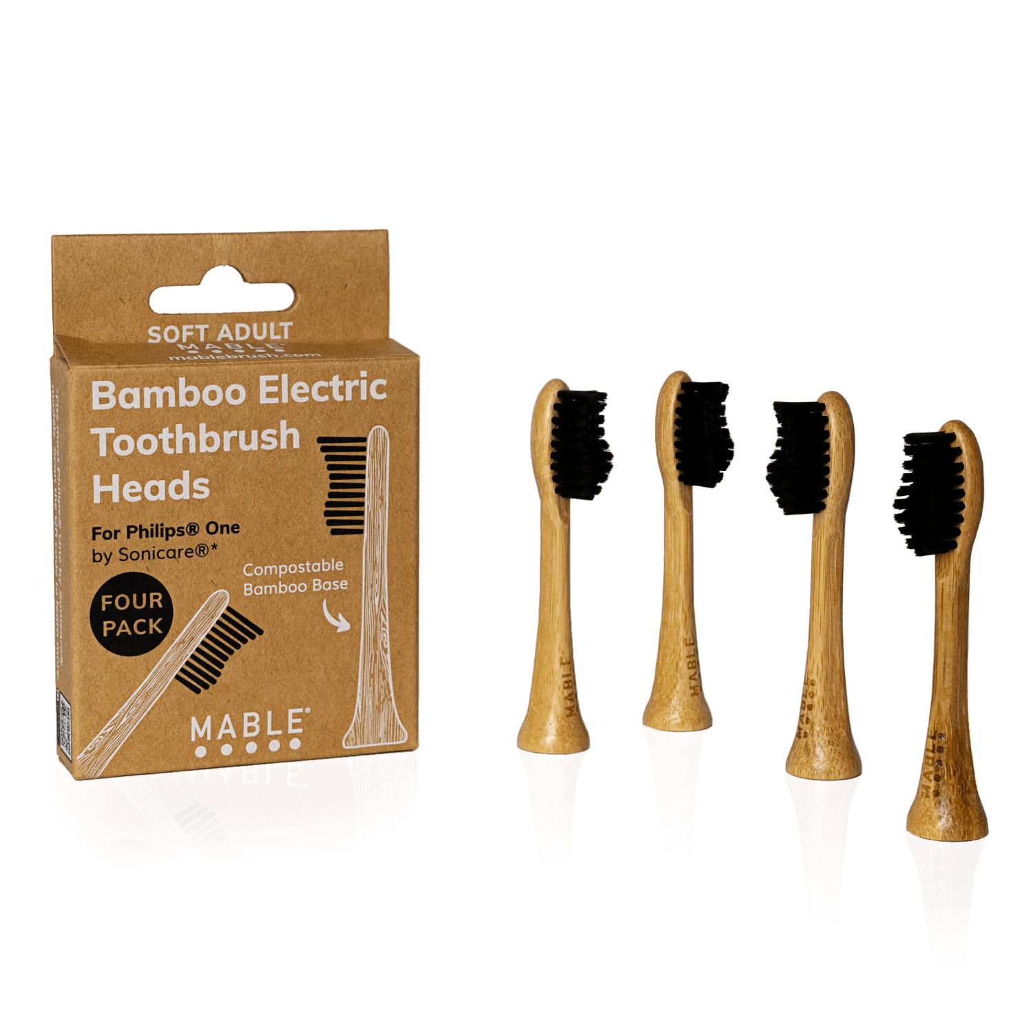 MABLE Electric Toothbrush Heads, Biodegradable electric toothbrush head, Replacement heads for Phillips one toothbrush, Eco-friendly electric toothbrush heads