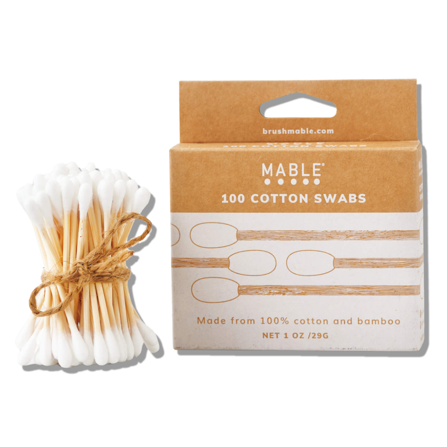 MABLE® Bamboo Cotton Swabs - 100 Pack