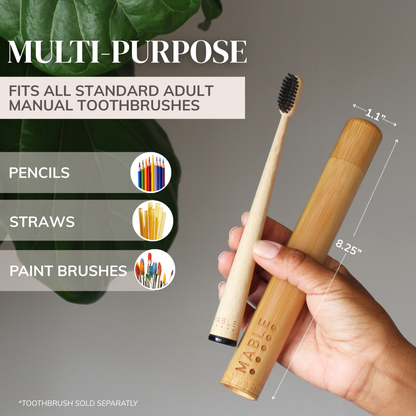 MABLE bamboo toothbrush travel cases are multipurpose and can be used for standard adult toothbrushes, pencils, straws or paint brushes