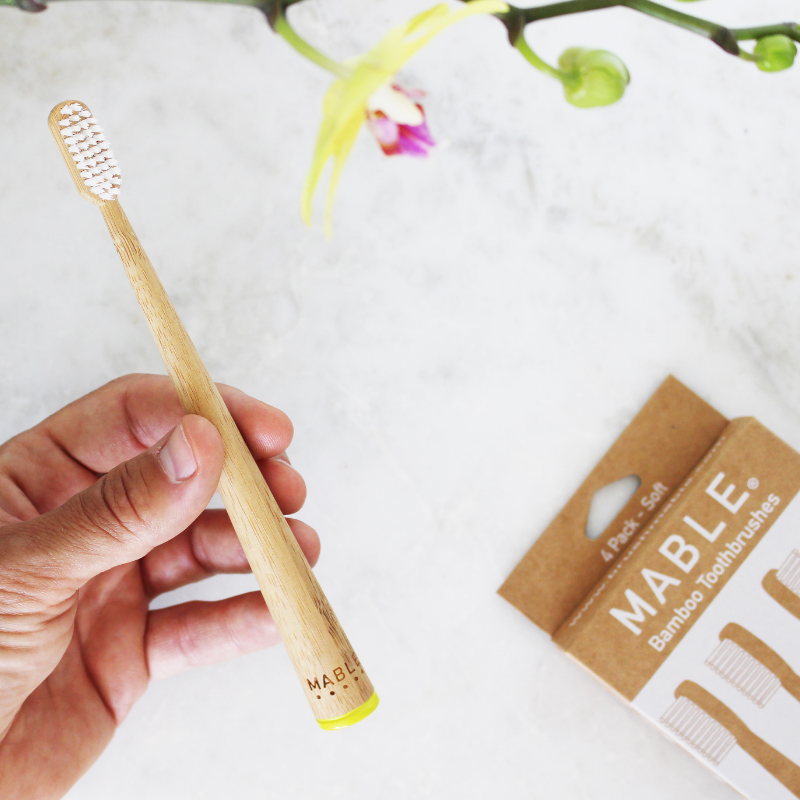 MABLE bamboo toothbrush, bamboo toothbrush four pack, sustainable toothbrush, eco friendly toothbrush , compostable toothbrush handle