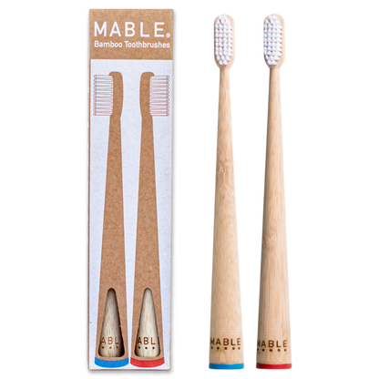 MABLE Two Pack: bamboo toothbrush pack of our elegant, ergonomic, self-standing bamboo toothbrushes.