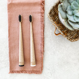 Mable Two pack, Mable bamboo toothbrush, charcoal toothbrush, two pack charcoal toothbrush, two pack toothbrush, two pack bamboo toothbrush, mable two pack bamboo toothbrush, toothbrush packs, bamboo toothbrush packs, black and white toothbrush