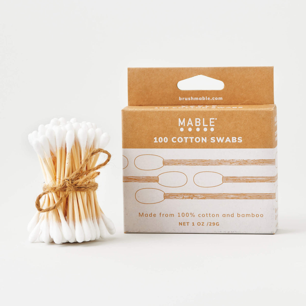MABLE® Bamboo Cotton Swabs 100 Pieces Compostable Gentle On Skin