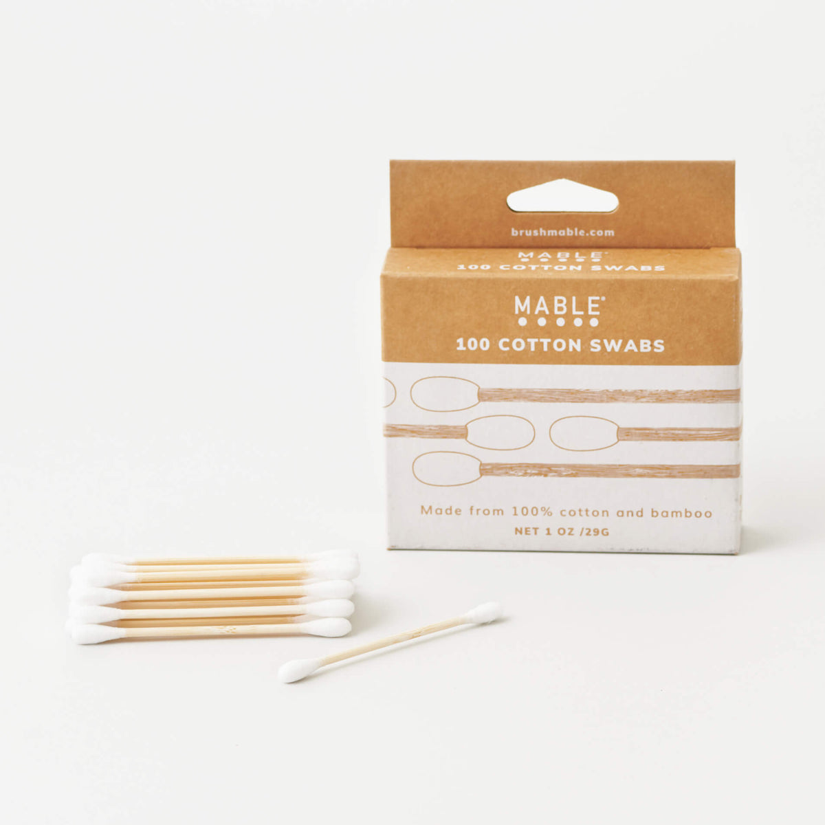 MABLE® Bamboo Cotton Swabs 100 Pieces Compostable Gentle On Skin
